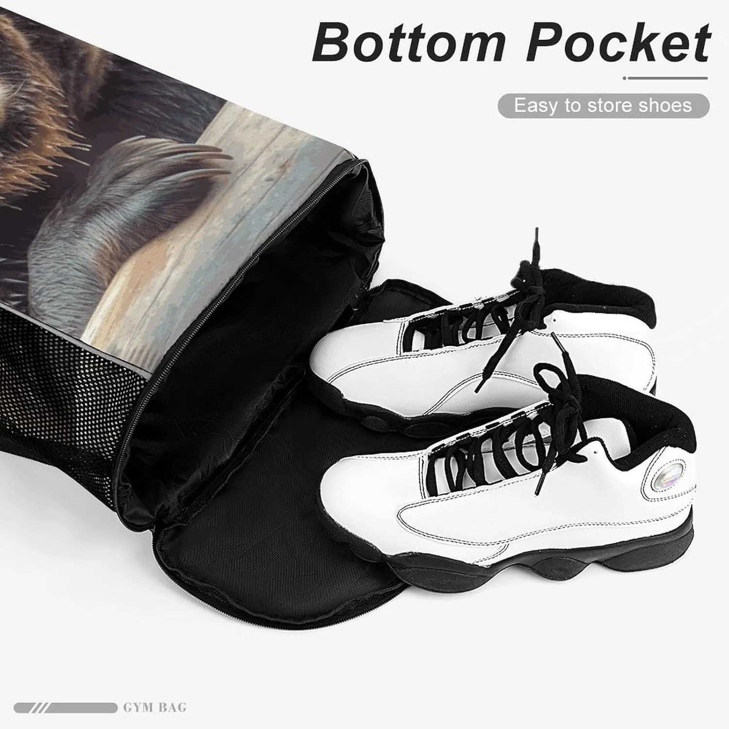 Sport Drawstring Backpack Beach Bag Grizzly Bear Drawstring Bag Suitable for Fitness And Swimming