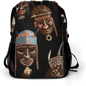 Sport Gym Sackpack,African Ritual Ethnic Tribal Print Versatile Sports Backpack,fashion Drawstring Bag
