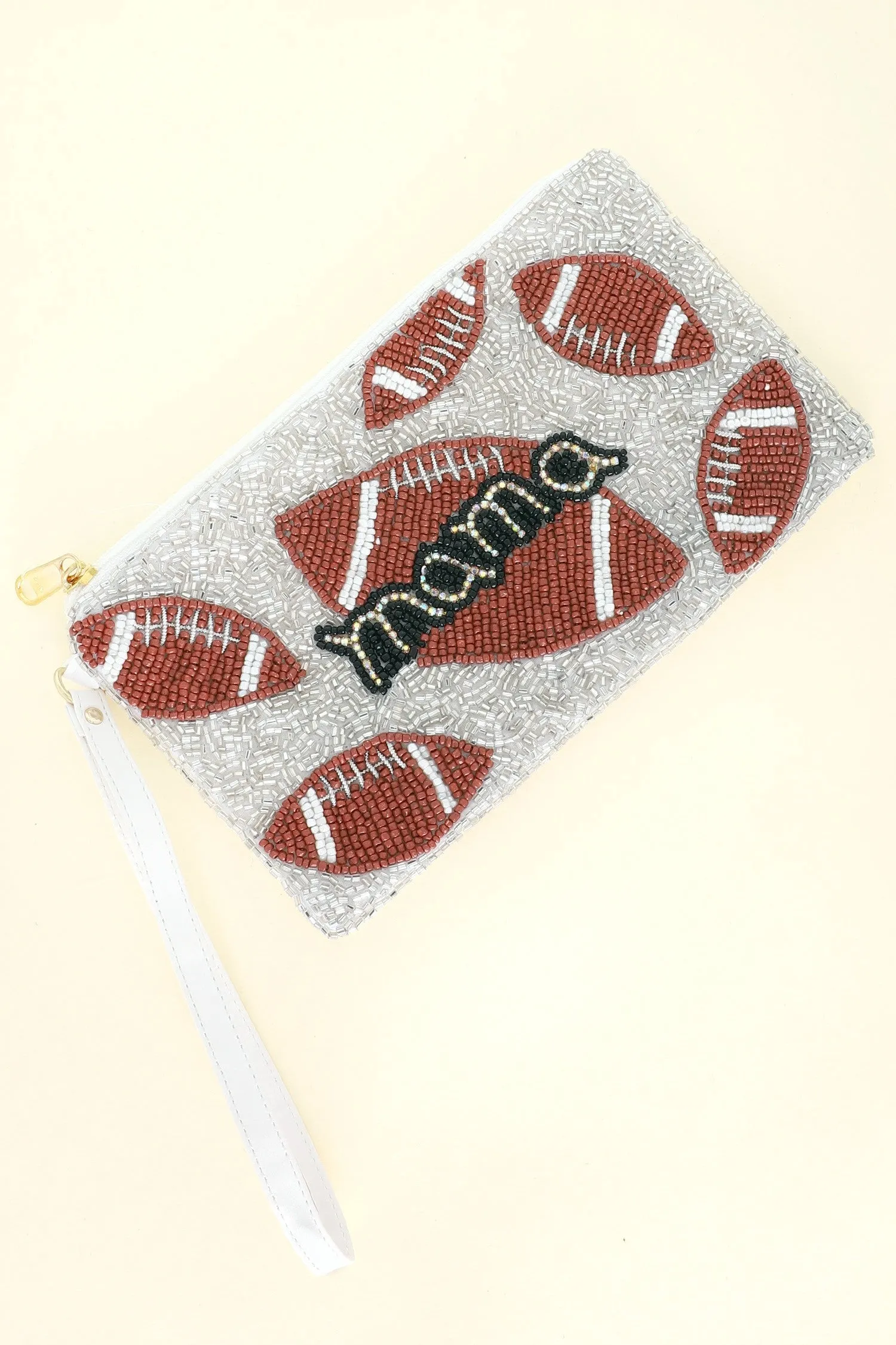 SPORTS MAMA BEADED WRISTLET COIN BAG