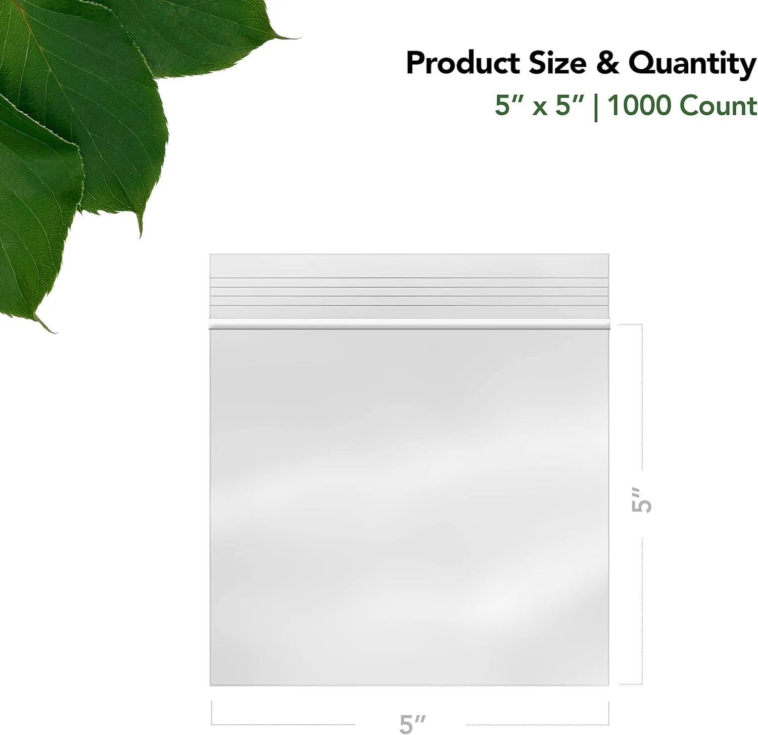 Square Snack Bags – 5" x 5" (1000 Count), 2 Mil – Clear Plastic Reclosable Baggies with Resealable Lock Seal Zipper – Zip Bags, Plastic Resealable, Snack Size, Treat Bags