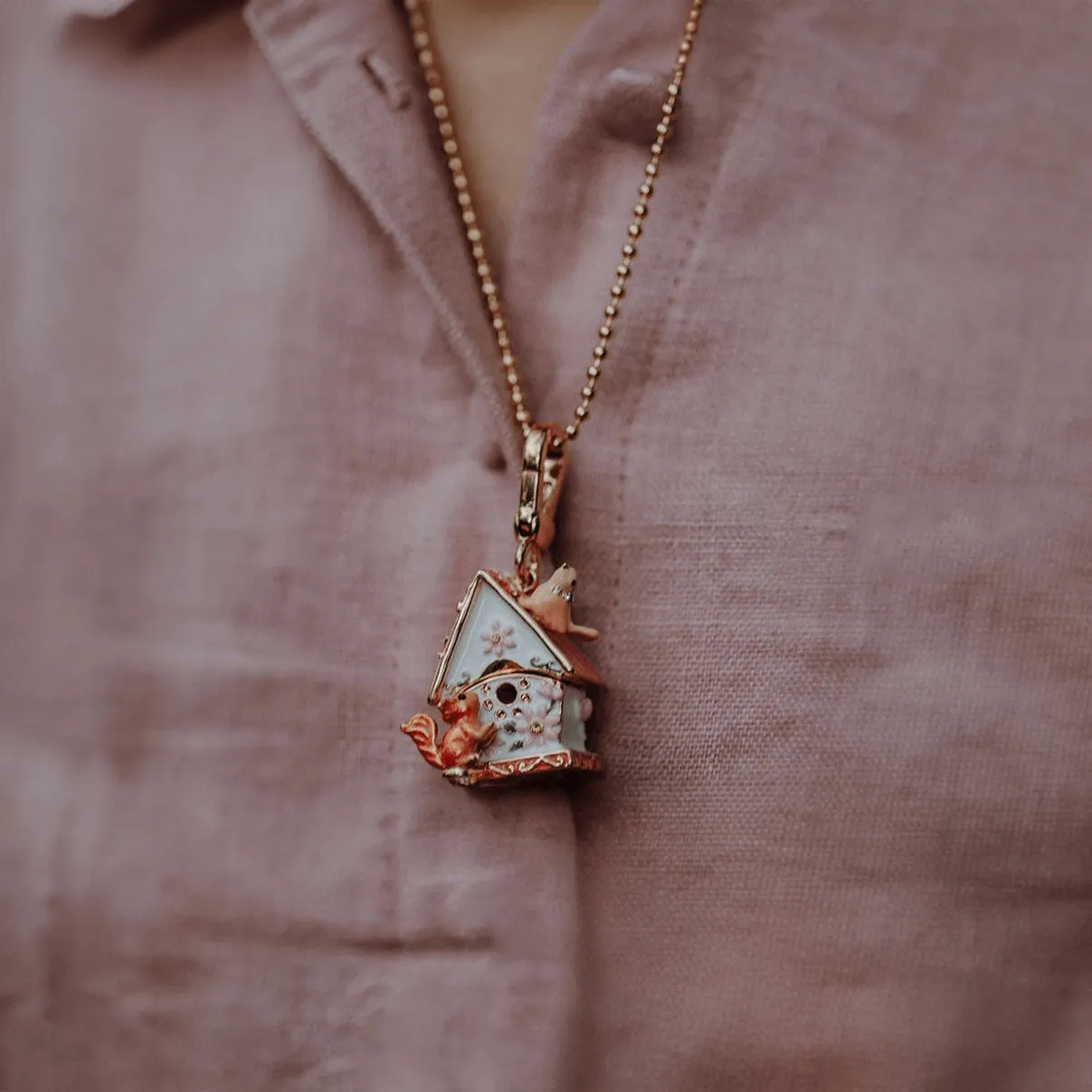 Squirrel Hut Locket Pendant