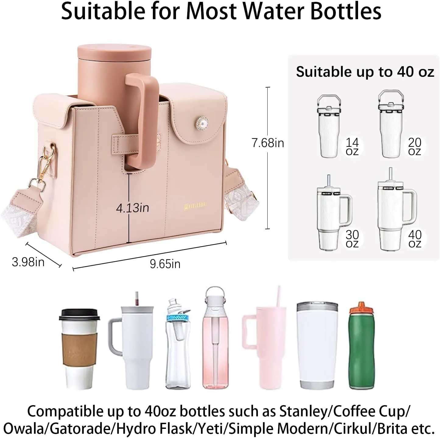 Stanley Cup Purse for water Bottle, Crossbody Water Cup Storage Bag Tumbler Purse Bag Water Bottle Carry Bag for Stanley Cup