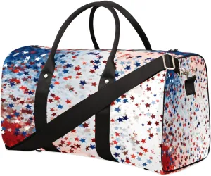 Stars Duffel Bag Sport Gym Duffle Bag Patriotic Star Travel Bag Waterproof Weekender Overnight Tote Bag Foldable Carry on Bag Training Shoulder Bag for Women Men