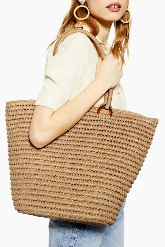 Straw Bag Womens Straw Beach Bag Shoulder Bags Vacation Purse Straw Purse for Summer Shopping Shoulder Tote Handbags