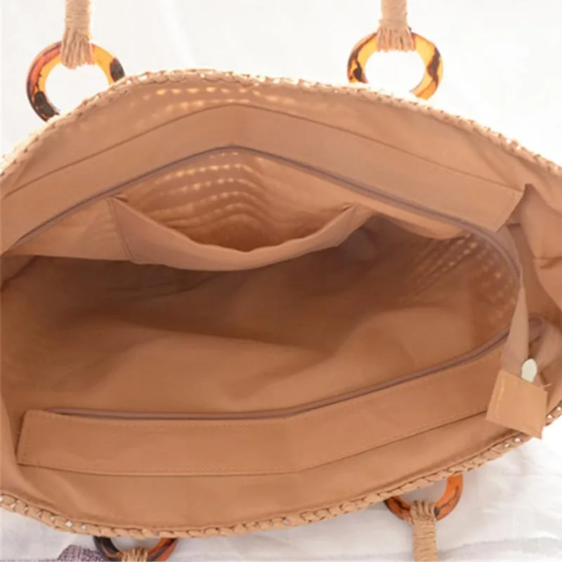 Straw Bag Womens Straw Beach Bag Shoulder Bags Vacation Purse Straw Purse for Summer Shopping Shoulder Tote Handbags