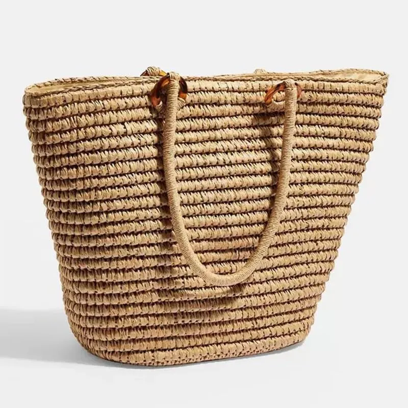 Straw Bag Womens Straw Beach Bag Shoulder Bags Vacation Purse Straw Purse for Summer Shopping Shoulder Tote Handbags