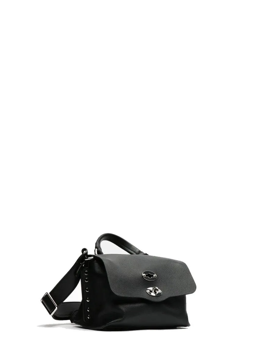 Structured Black Shoulder Bag With Decorative Studs