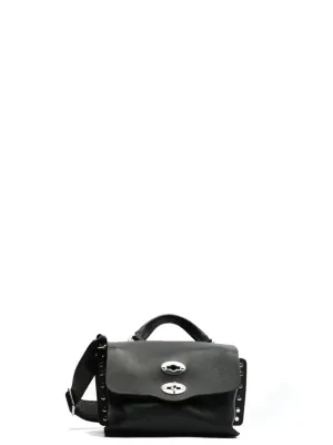 Structured Black Shoulder Bag With Decorative Studs