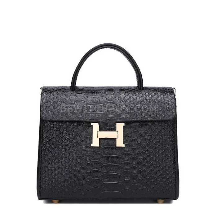 Structured Crocodile Embossed Tote