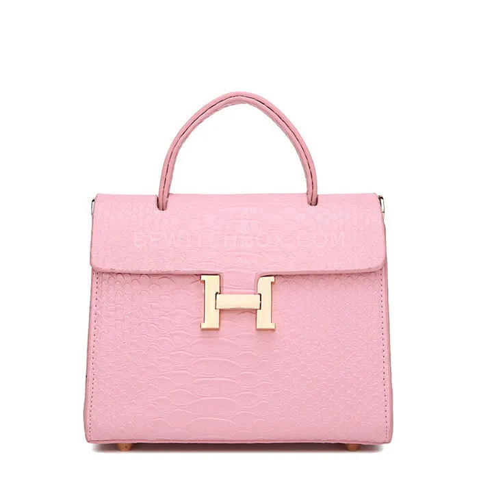 Structured Crocodile Embossed Tote
