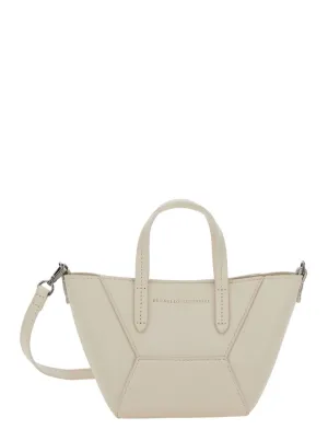 Structured Handbag With Geometric Paneling