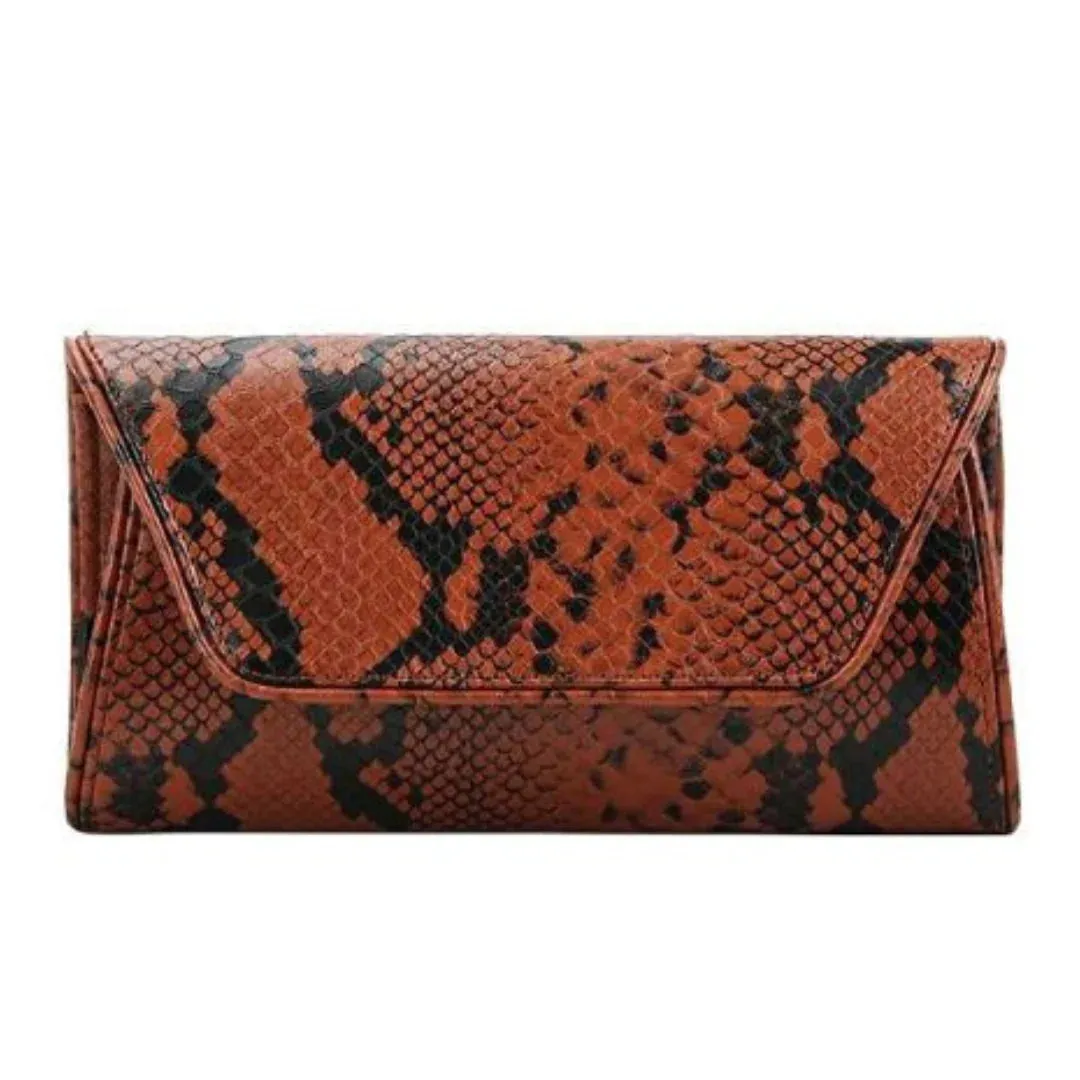 Structured Python Clutch & Crossbody