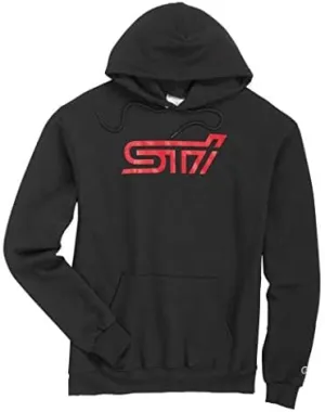 Subaru STI Logo ECO Hoodie Black Pullover Sweatshirt Forester Impreza WRX STI Ascent Outback Crosstrek (Medium)