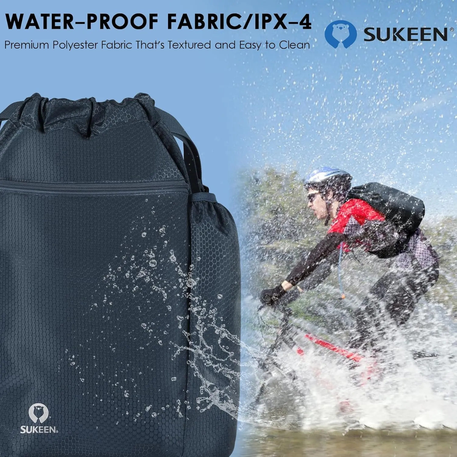 Sukeen Drawstring Backpack Swim Bag Lightweight String Backpack for Beach Pickleball Swimming Pool Gym Workout Gear Sport