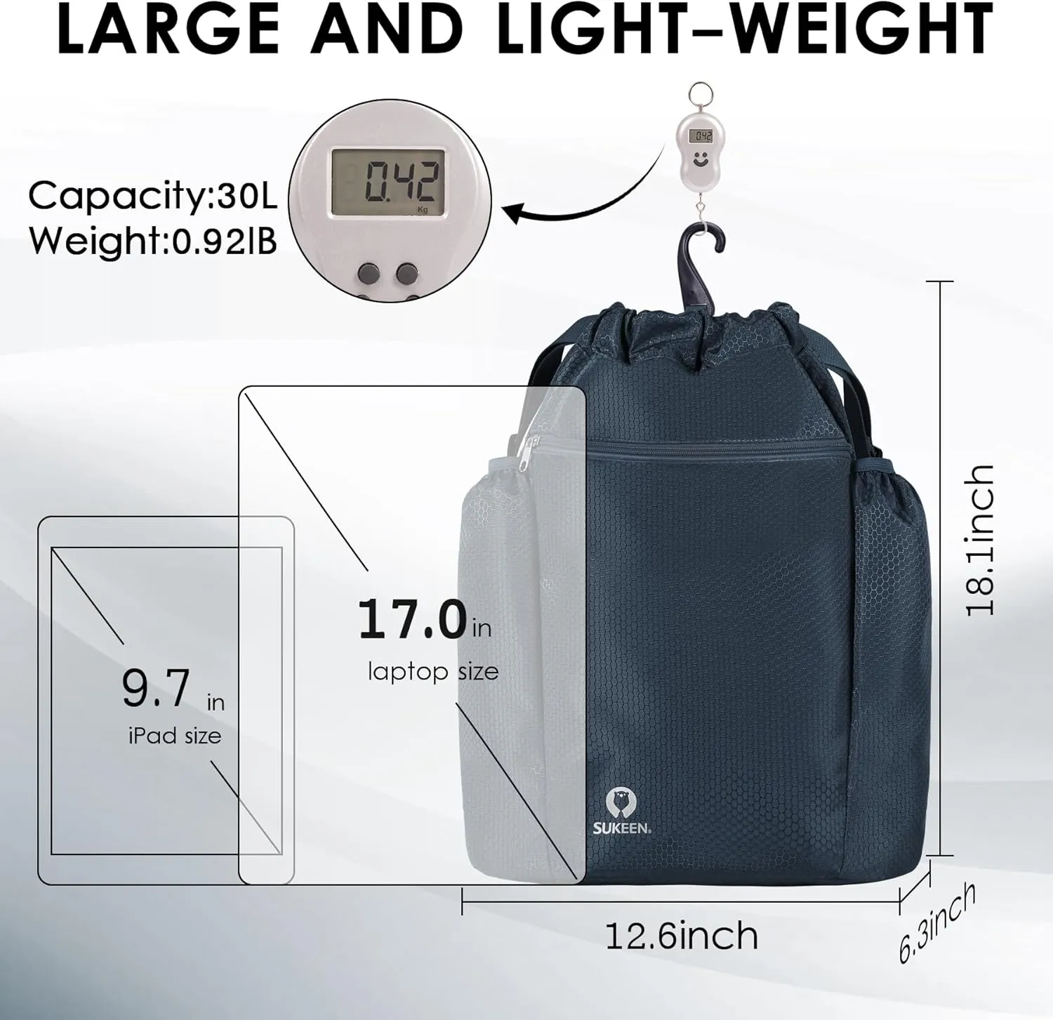 Sukeen Drawstring Backpack Swim Bag Lightweight String Backpack for Beach Pickleball Swimming Pool Gym Workout Gear Sport