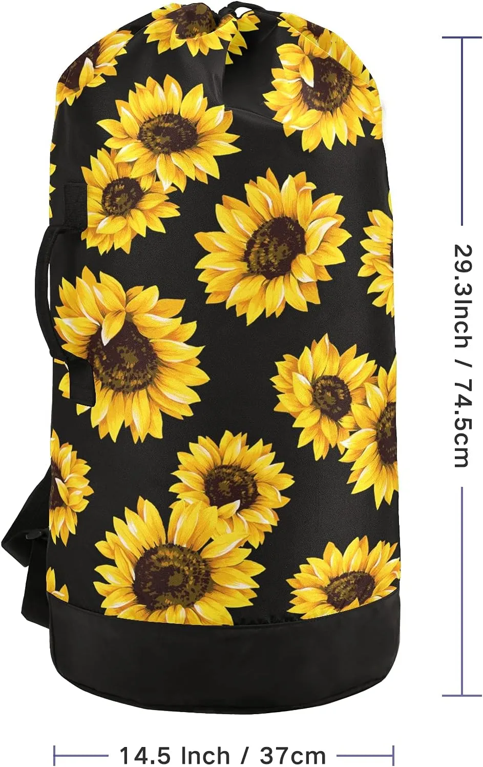 Sunflowers Laundry Bag Large Laundry Backpack Heavy Duty with Adjustable Shoulder Straps for Traveling Dirty Clothes Organizer for College Students Waterproof