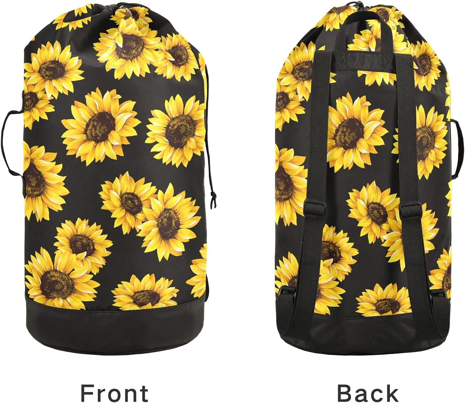 Sunflowers Laundry Bag Large Laundry Backpack Heavy Duty with Adjustable Shoulder Straps for Traveling Dirty Clothes Organizer for College Students Waterproof