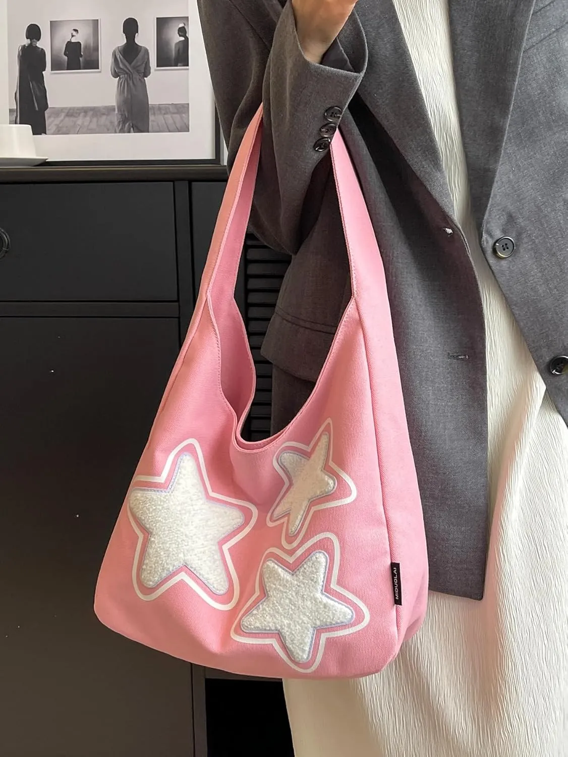 SweatyRocks Women's Color Block Large Capacity Shoulder Handbag Patterned Shopping Tote Bags