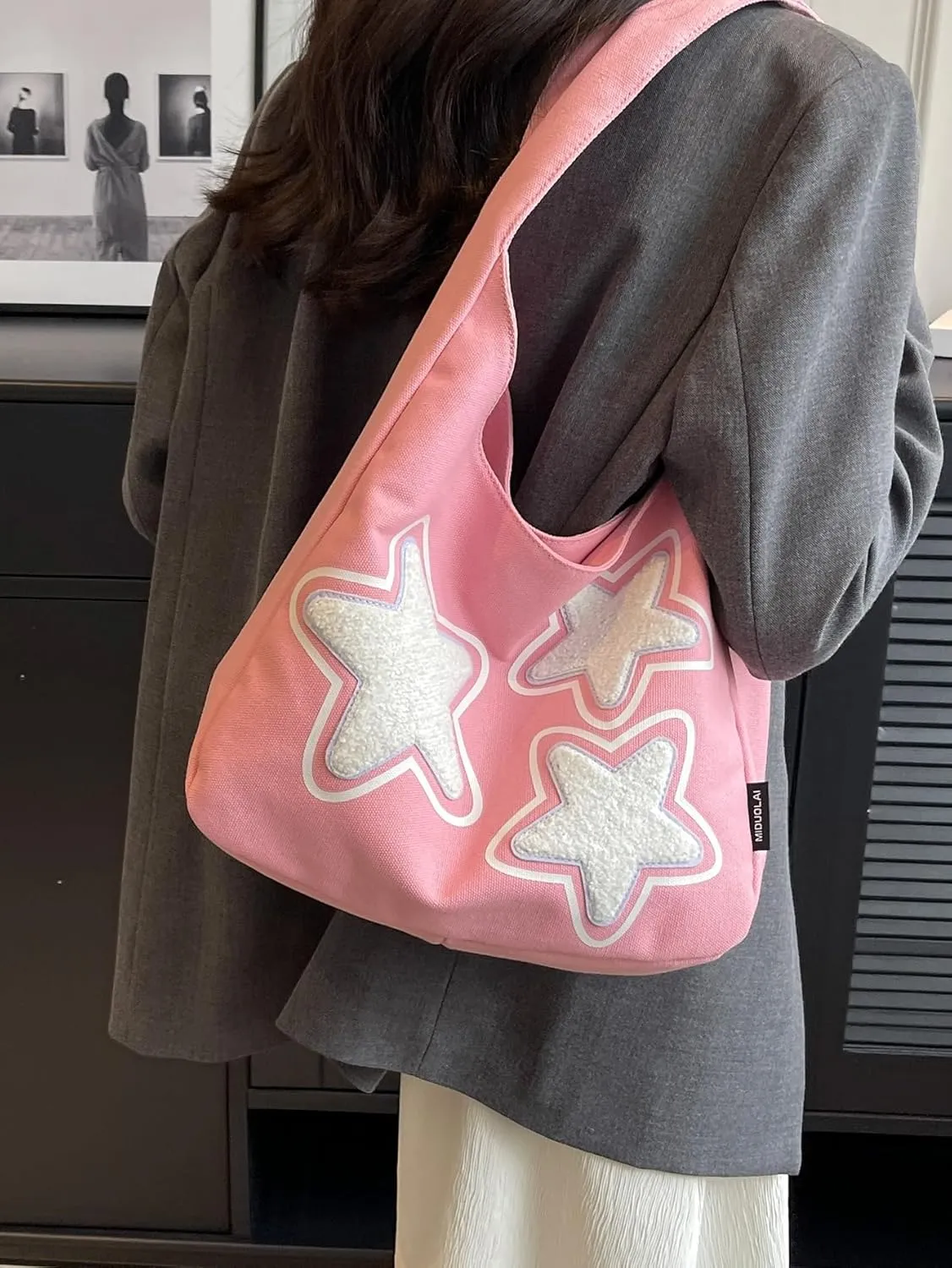 SweatyRocks Women's Color Block Large Capacity Shoulder Handbag Patterned Shopping Tote Bags