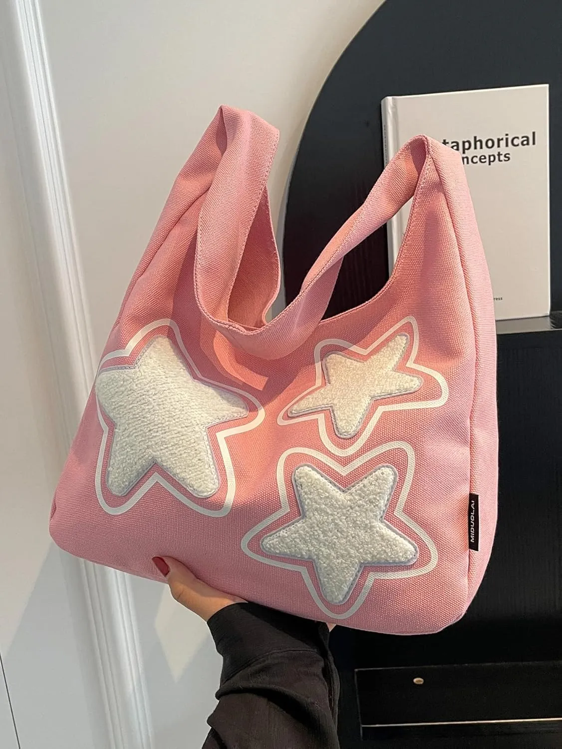 SweatyRocks Women's Color Block Large Capacity Shoulder Handbag Patterned Shopping Tote Bags