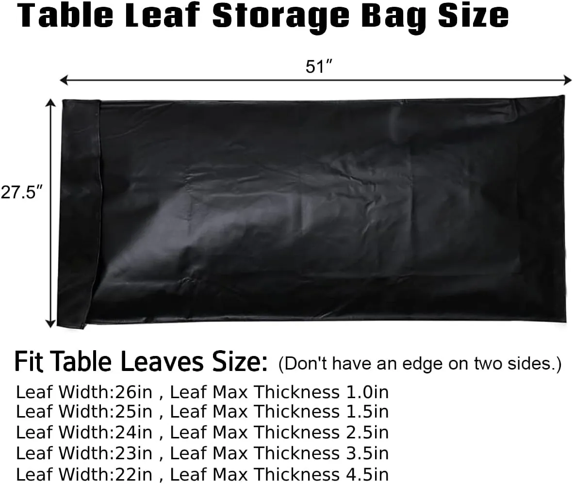 Table Leaf Storage Bag Padded 1 Pack, Heavy Duty Dining Table Leaf Bag, 51'' x 28'' Thick Flannel Backing Dining Table Cover Protector, Scratch Resistant, Fit 50‘’ x 26‘’ Table Leaves, Black