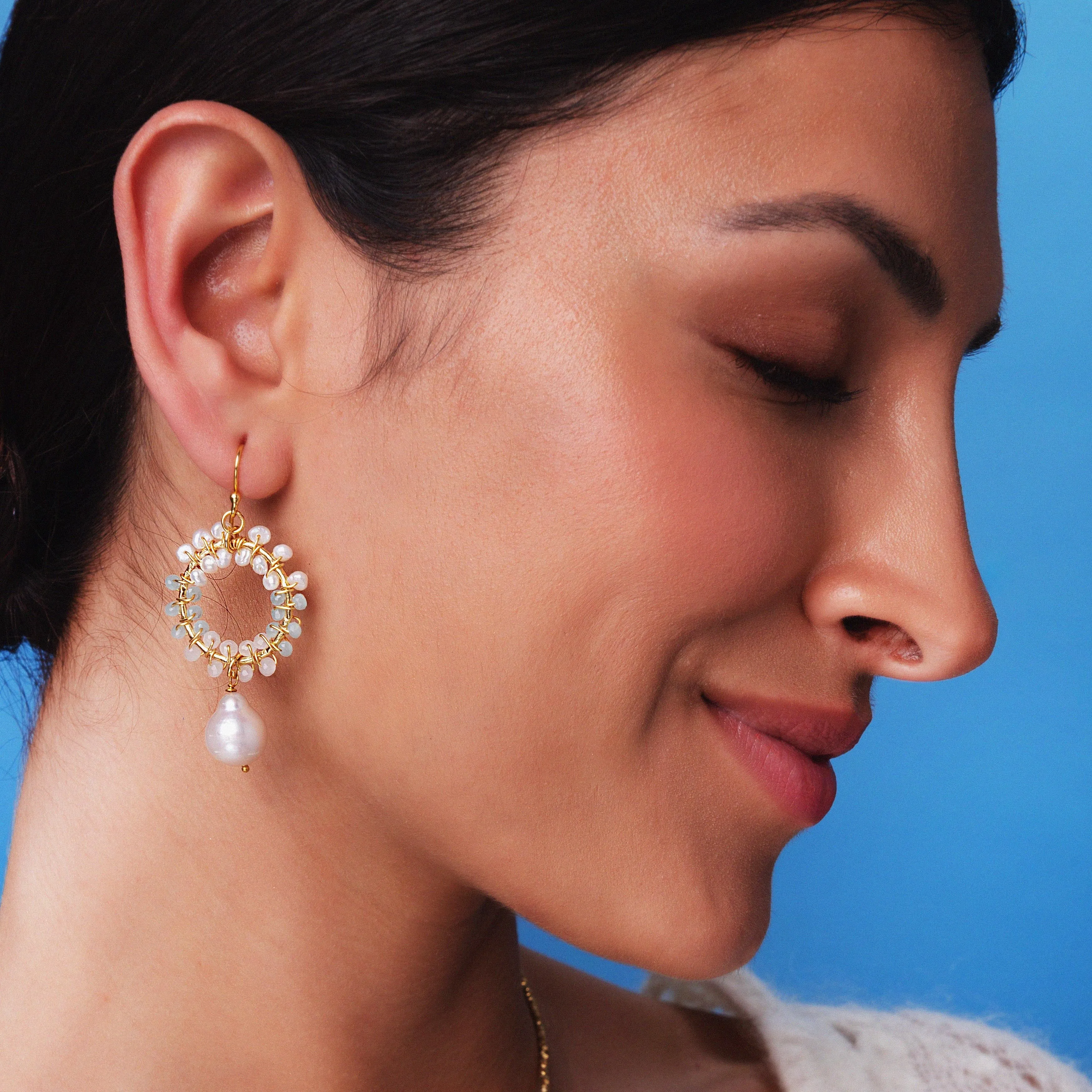 Talia White & Aqua Earrings
