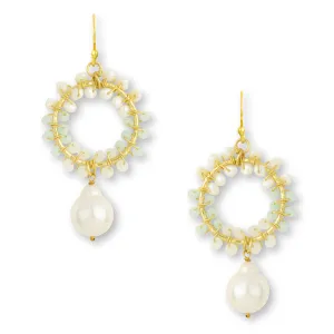 Talia White & Aqua Earrings