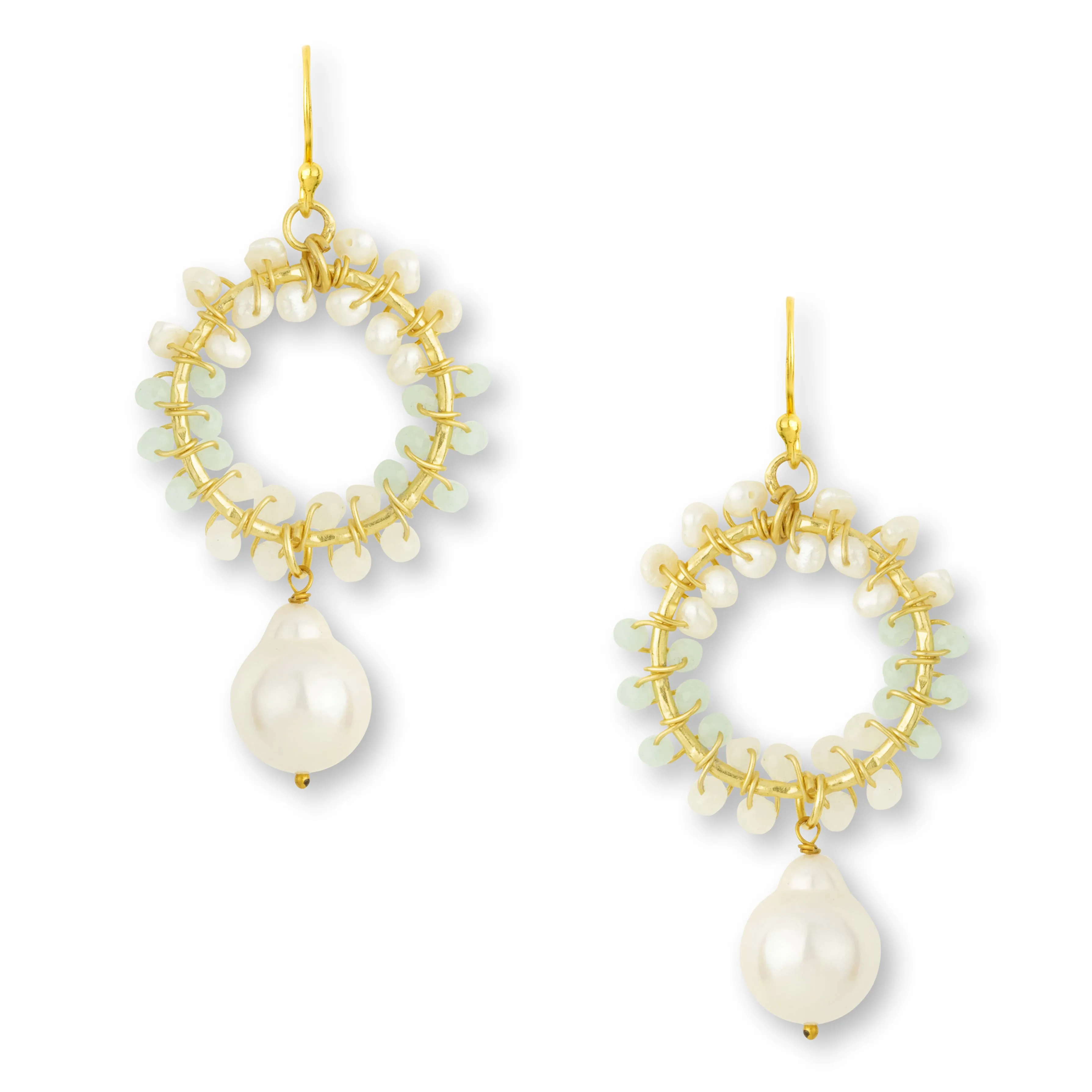 Talia White & Aqua Earrings