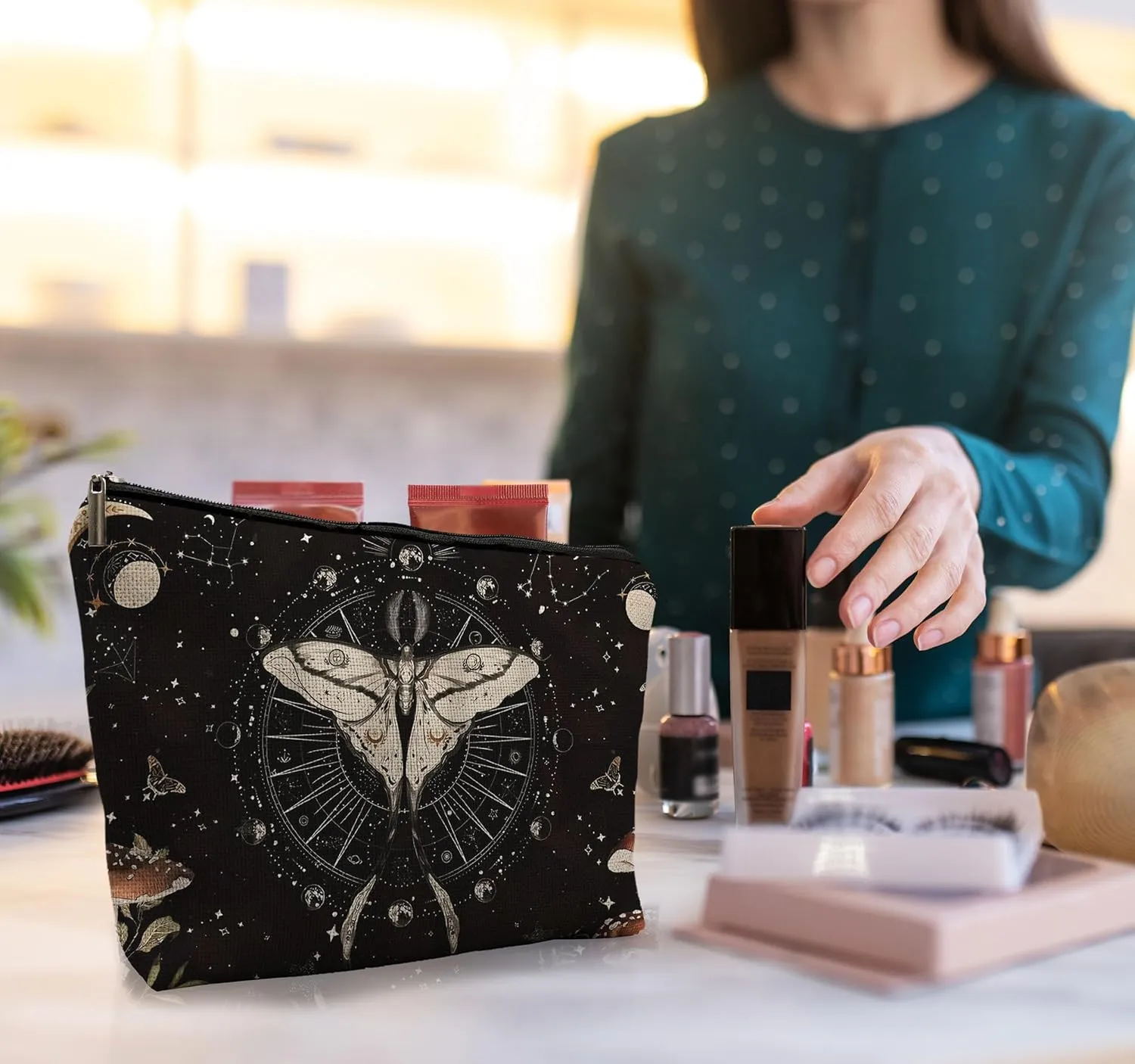 Tarot Moon, Astrology Gifts for Women - Gothic, Witchy Makeup Bag