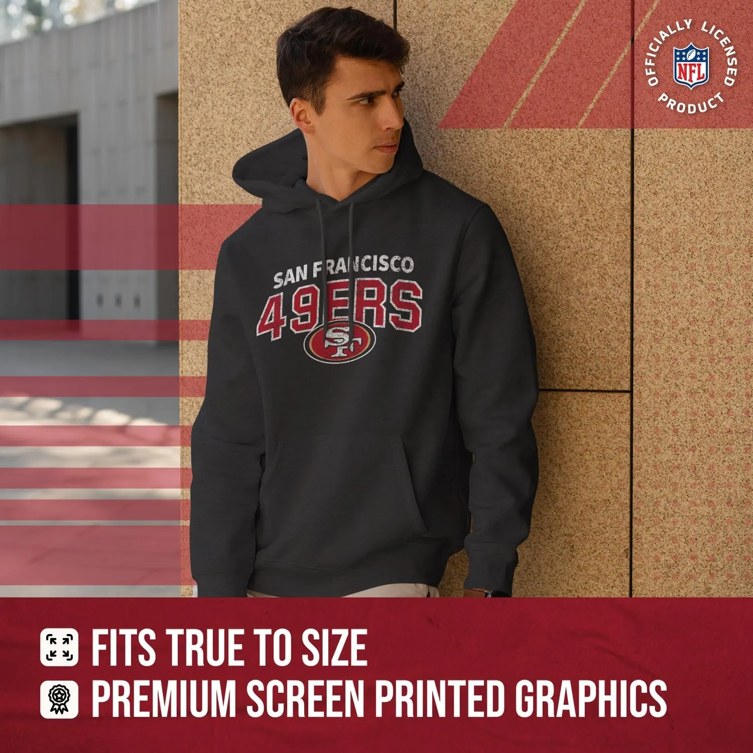 Team Fan Apparel NFL Adult Unisex Starting Fresh Ultra Soft Fleece Hooded Sweatshirt, Heathered Football Hoodie