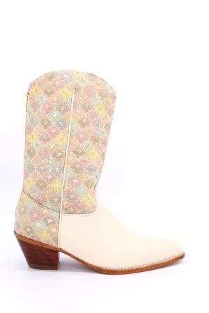 TENDER PASTEL COLOR SEQUIN EMBROIDERED BOOTS ELI