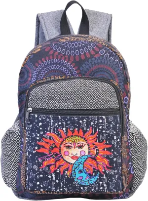 THE COLLECTION ROYAL Hemp Bag, Hippie Backpack, Boho Backpack, Bohemian Backpack, Hippy Backpack for Women (Purple)