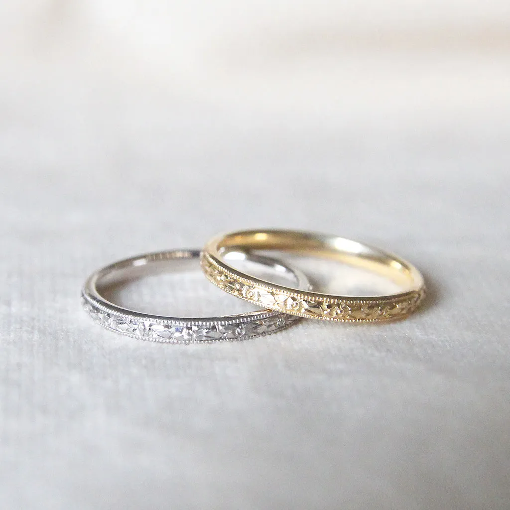 The Orange Blossom Band - Vintage Style Engraved Wedding Band