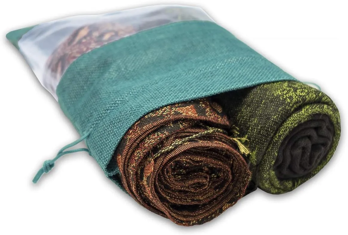 TheDisplayGuys - 96-Pack 7.5x11.5 Linen Burlap & Sheer Organza Gift Bag with Drawstring for Party Favors, Presents, Samples & Treats Mesh Pouch (Teal, X-Large)