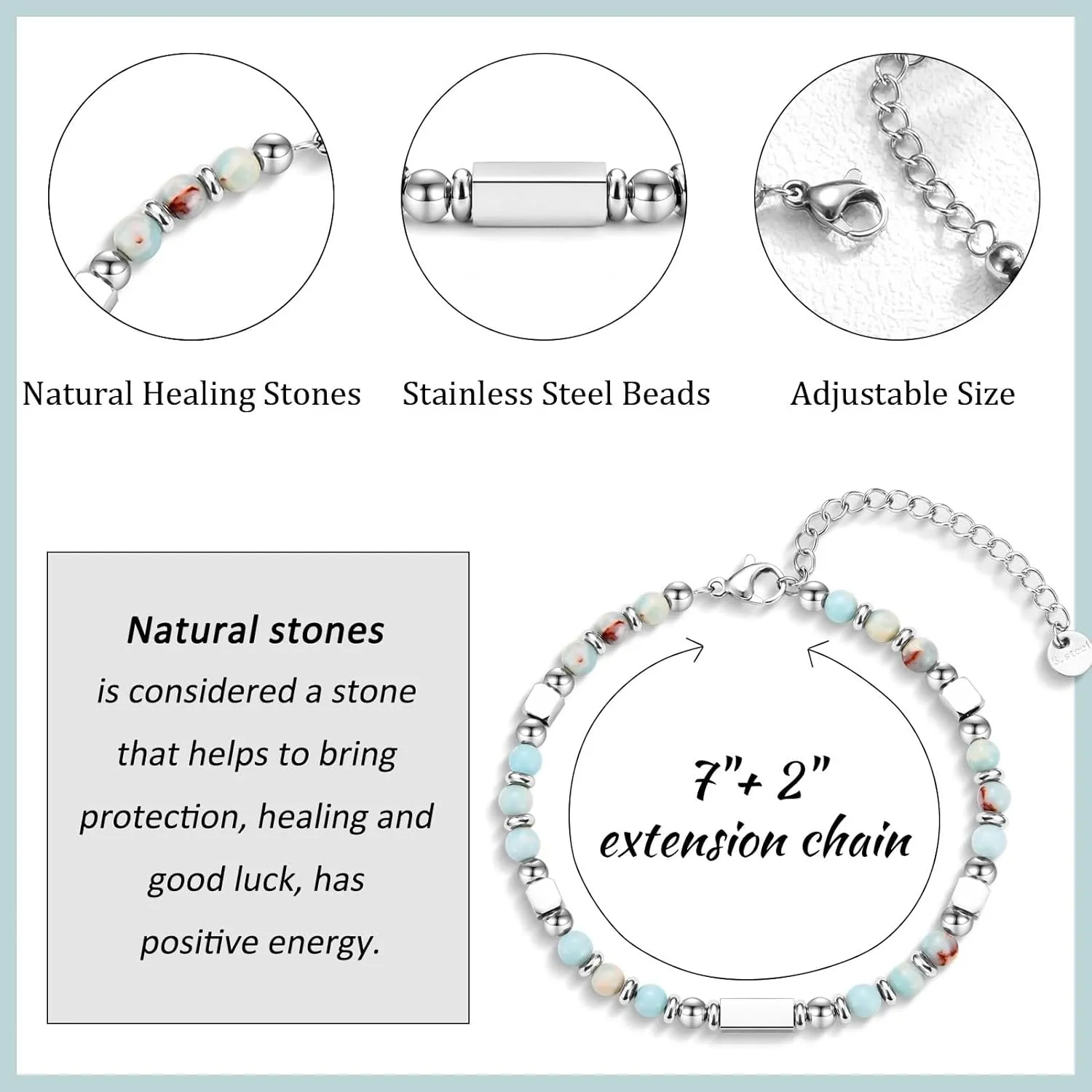 Tiny Beaded Bracelet Gifts for Teen Girls Women, Christmas Stocking Stuffers Easter Birthday Valentines Day Gifts with Inspirational Card