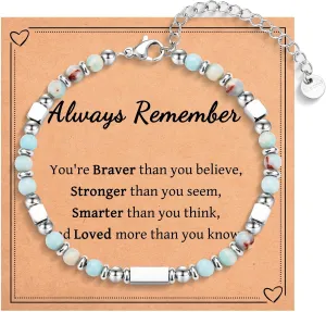 Tiny Beaded Bracelet Gifts for Teen Girls Women, Christmas Stocking Stuffers Easter Birthday Valentines Day Gifts with Inspirational Card
