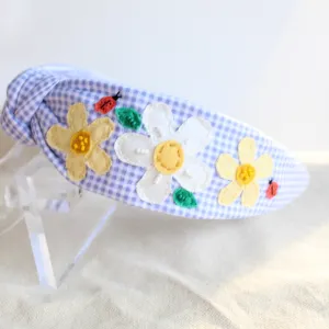 TINY BLUE GINGHAM Knotted Headband