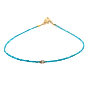 Tiny Heishi Turquoise   Diamond Bracelet