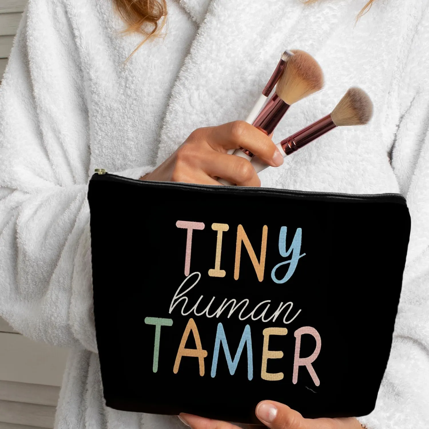 Tiny Human Tamer Teacher Makeup Bag, Funny Teacher Makeup Pouch Zipper Pouch, Small Cosmetic Bag for Purse