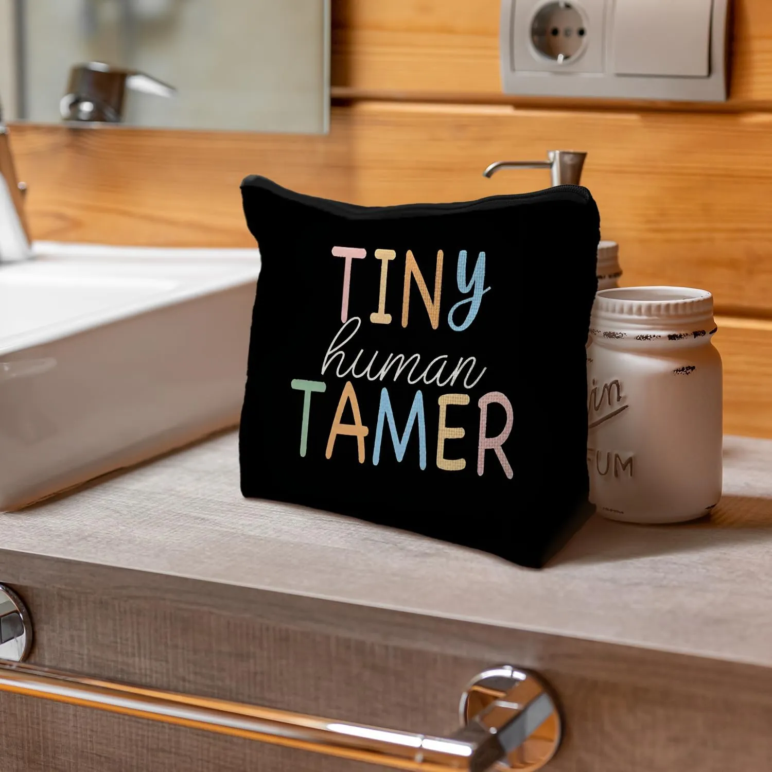 Tiny Human Tamer Teacher Makeup Bag, Funny Teacher Makeup Pouch Zipper Pouch, Small Cosmetic Bag for Purse