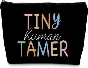 Tiny Human Tamer Teacher Makeup Bag, Funny Teacher Makeup Pouch Zipper Pouch, Small Cosmetic Bag for Purse