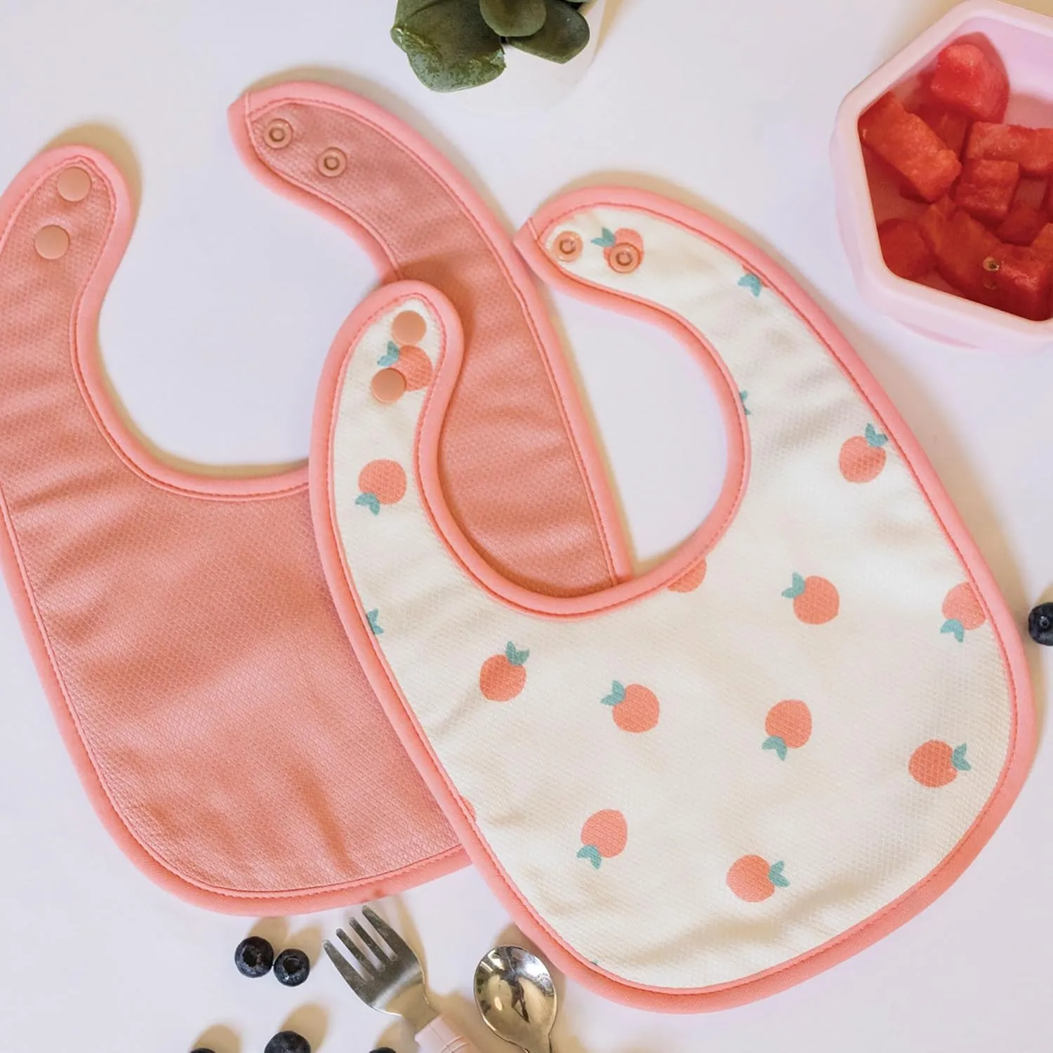 Tiny Twinkle 8 Pack Baby Food Bibs for Eating - Waterproof & Absorbent 6-12 Months Infant Bibs, OEKO-TEX Certified Drooling Bibs for Baby Led Weaning(Girl Print 8-Pack)