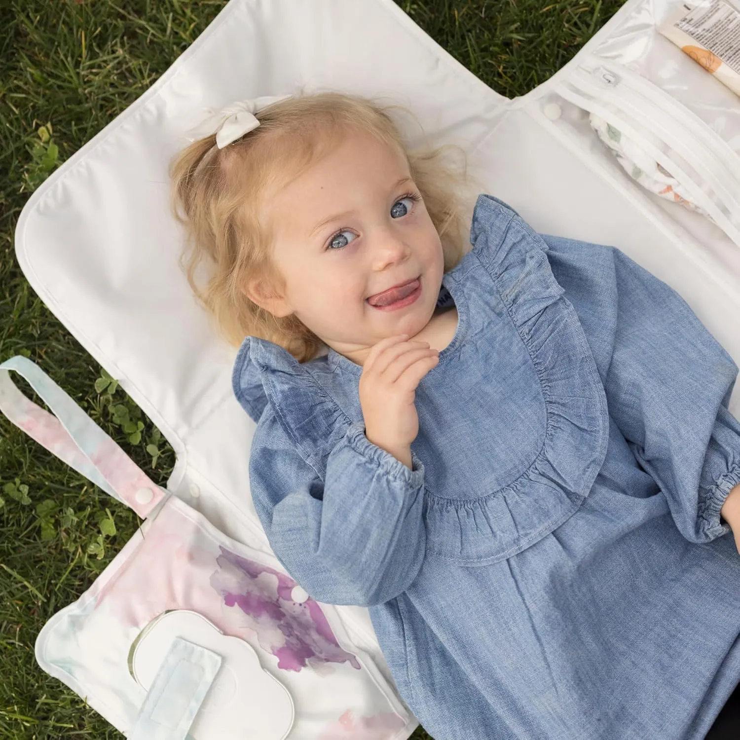 Tiny Twinkle Portable Diaper Changing Pad-Foldable Waterproof Changing Mat&Portable Changing Pad for Travel,Baby Changing Station with Smart Wipes Pocket&Storage (Cotton Candy)