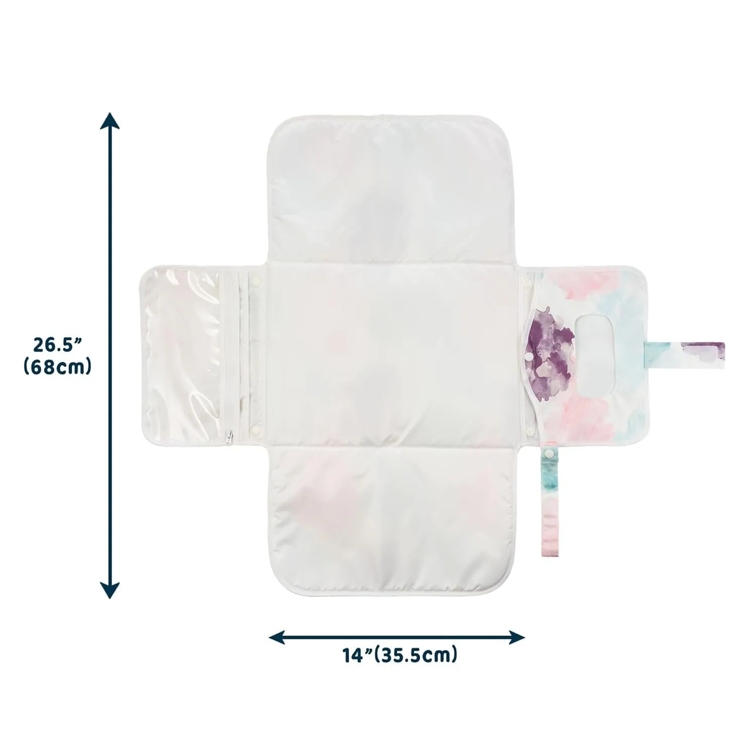 Tiny Twinkle Portable Diaper Changing Pad-Foldable Waterproof Changing Mat&Portable Changing Pad for Travel,Baby Changing Station with Smart Wipes Pocket&Storage (Cotton Candy)