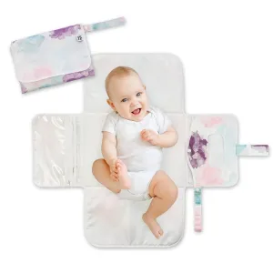 Tiny Twinkle Portable Diaper Changing Pad-Foldable Waterproof Changing Mat&Portable Changing Pad for Travel,Baby Changing Station with Smart Wipes Pocket&Storage (Cotton Candy)