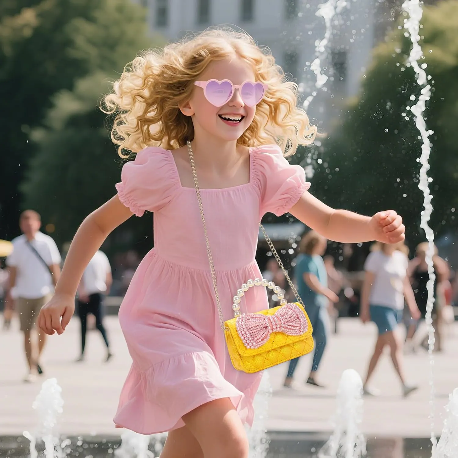 Toddler Purse - Girls Crossbody Bag with Heart Shaped Sunglasses - Kids Purse for Girl Aged 2-14