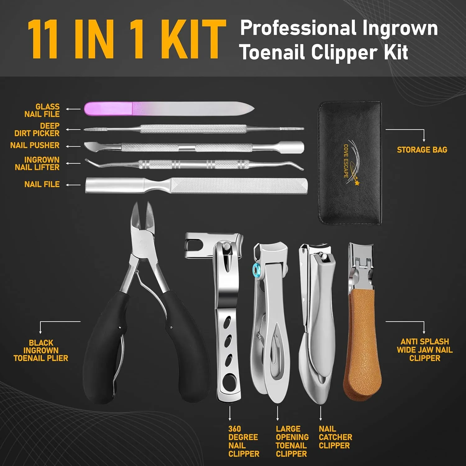Toenail Clippers for Seniors Thick Toenails- Heavy Duty Podiatrist Ingrown Toe Nail Cutter for Men, Professional & Adults - Easy Grip Handle Stainless Steel (Extra Large, 10, Count)