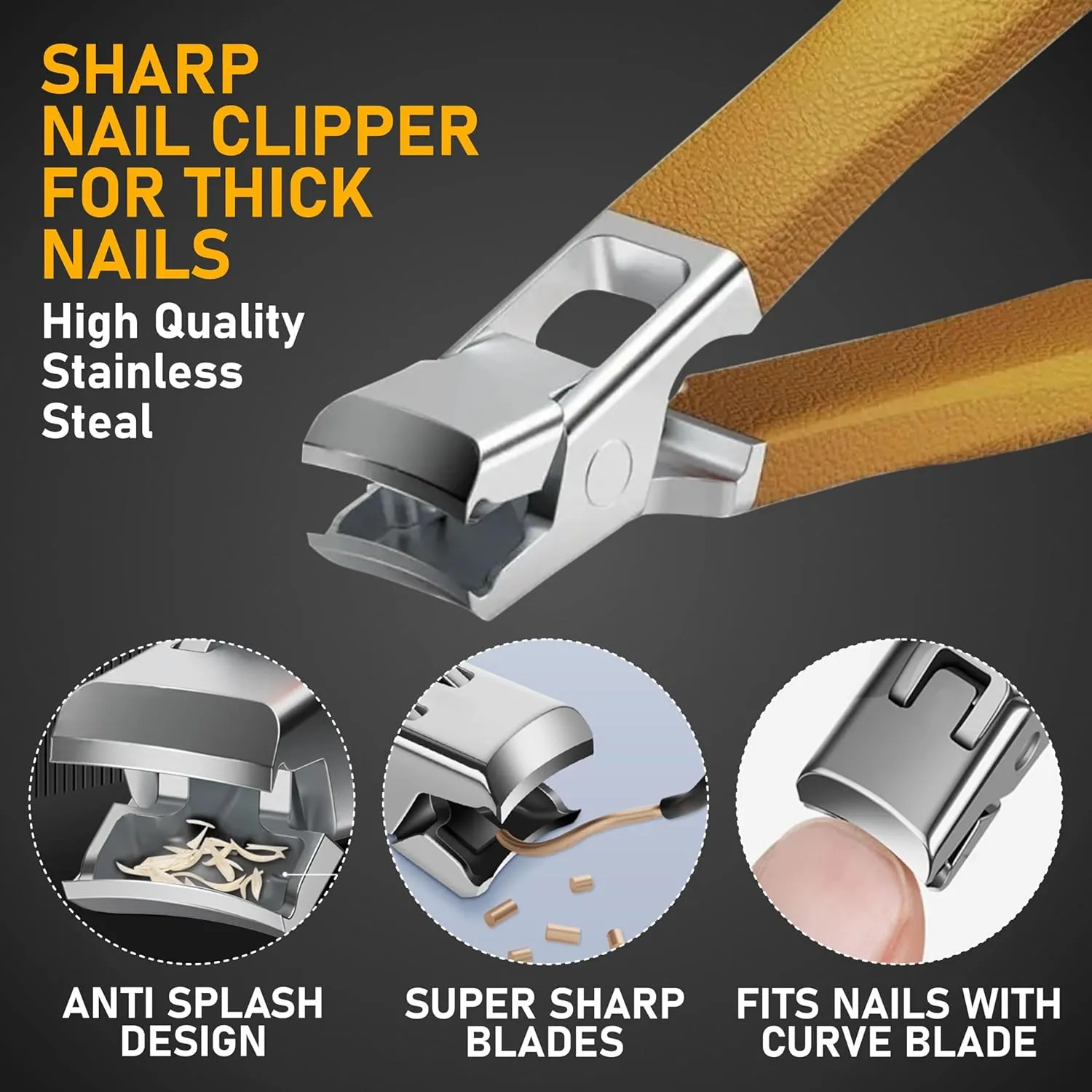 Toenail Clippers for Seniors Thick Toenails- Heavy Duty Podiatrist Ingrown Toe Nail Cutter for Men, Professional & Adults - Easy Grip Handle Stainless Steel (Extra Large, 10, Count)