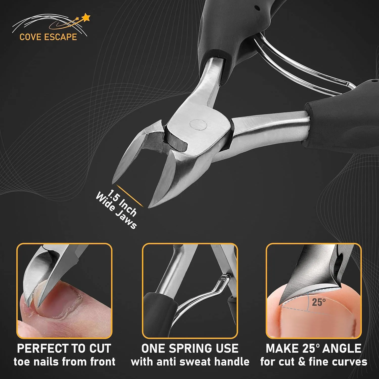 Toenail Clippers for Seniors Thick Toenails- Heavy Duty Podiatrist Ingrown Toe Nail Cutter for Men, Professional & Adults - Easy Grip Handle Stainless Steel (Large, 8, Count)