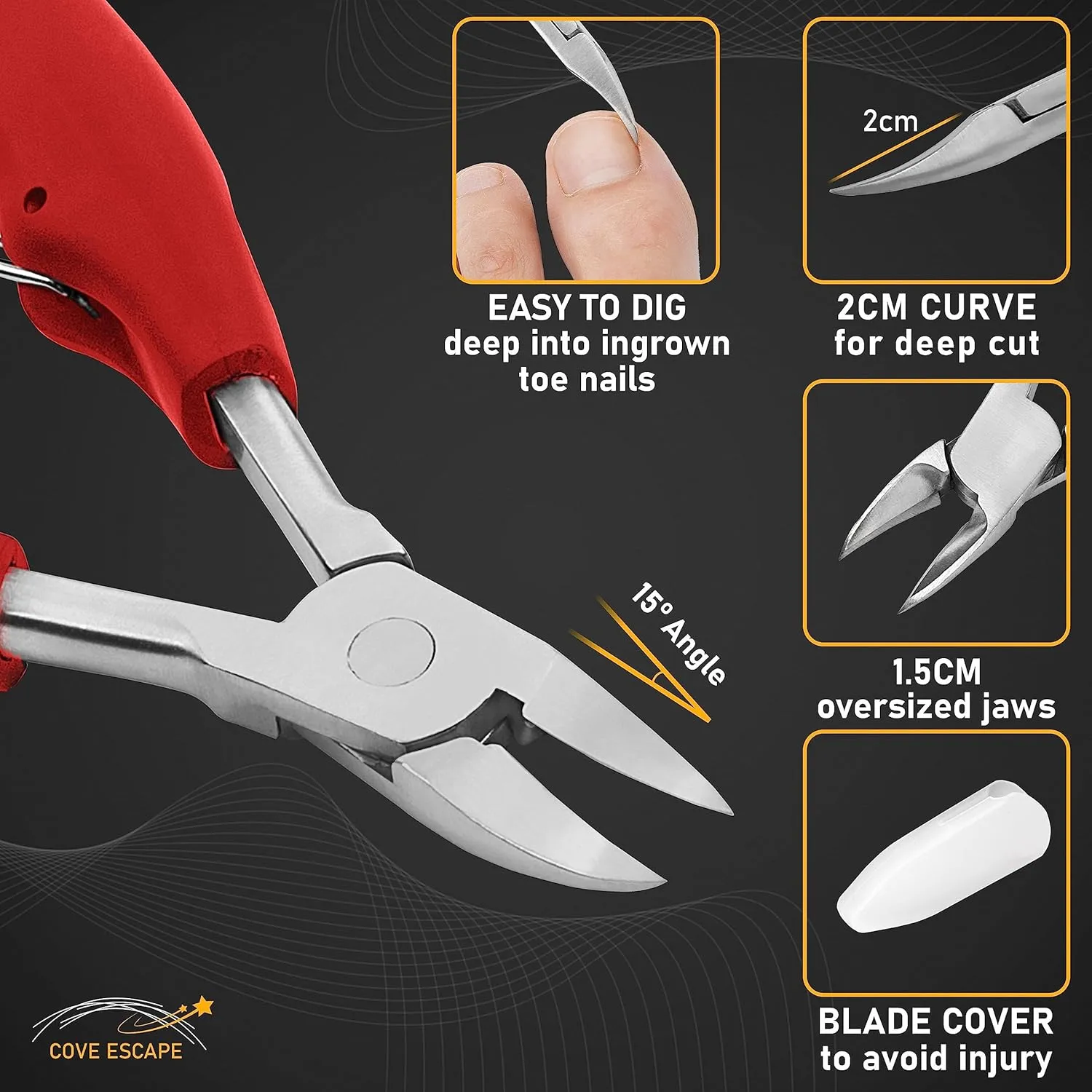 Toenail Clippers for Seniors Thick Toenails- Heavy Duty Podiatrist Ingrown Toe Nail Cutter for Men, Professional & Adults - Easy Grip Handle Stainless Steel (Large, 8, Count)